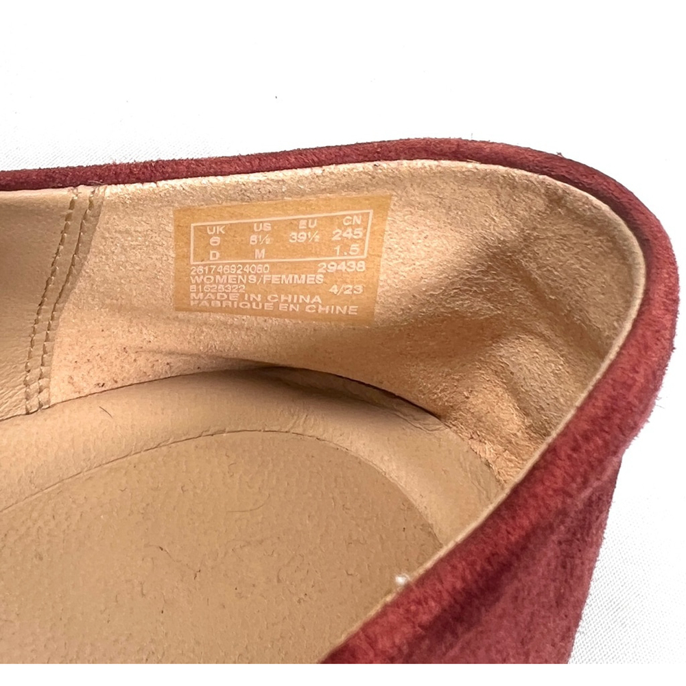 Clarks Suede Womans Loafers Pale Red Brown - Picture 8 of 10